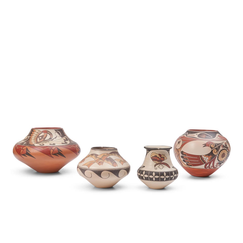 Four Lois Gutierrez polychrome pottery jars Lois Gutierrez, Santa Clara Pueblo, (b.1948) ht. 7, ... (1 of 3)