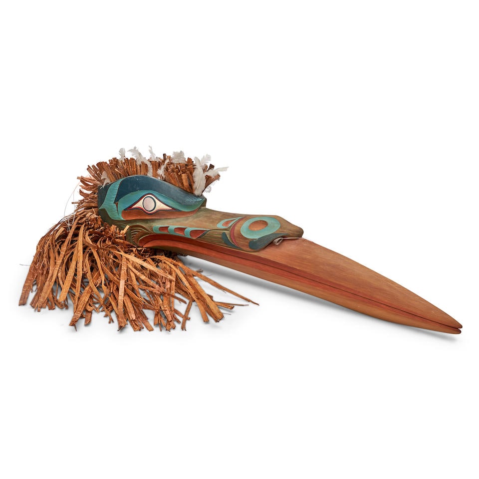 A Simon Dick mask, 'Egret,' 2002 Simon Dick, Kwakwaka'wakw (Kwakiutl), (b. 1951), lg. 52, ht. in... (1 of 3)