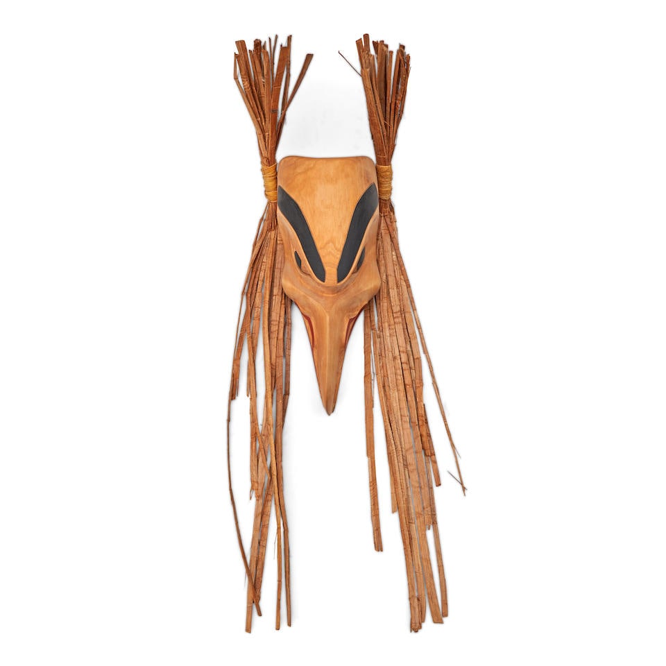 A Ron Telek mask, 'Two-Faced Eagle' Ron Telek, Nisga'a, (1962-2017) lg. 11 in. (1 of 3)