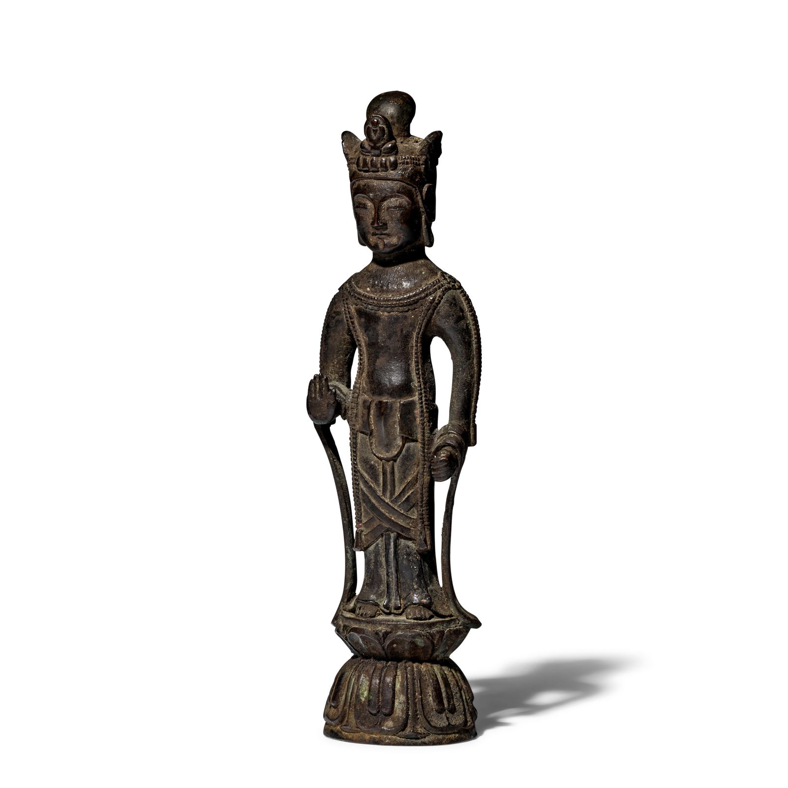 A BRONZE FIGURE OF KANNON (AVALOKITESHVARA) Nara period (646-794), 8th century (1 of 1)