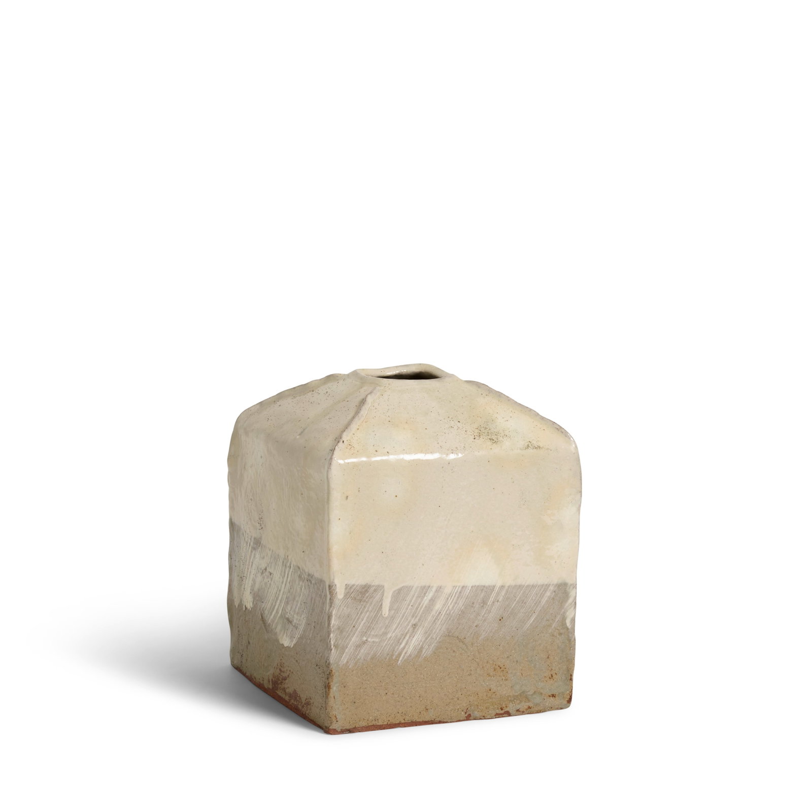 YOON KWANG-CHO (BORN 1946) A Stoneware Flower Vase 20th/21st century: YOON KWANG-CHO (BORN 1946) A Stoneware Flower Vase 20th/21st century Slab-built, decorated with brushed, white slip and covered in a clear glaze, signed by the artist 10in (25.4cm) high Footnotes: Pro