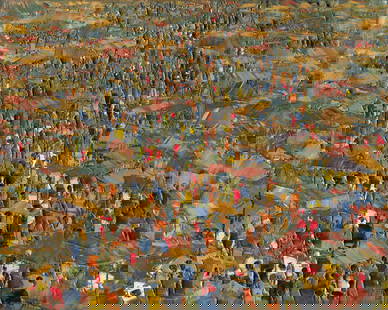 Ablade Glover (Ghanaian, born 1934) Market Scene: Ablade Glover (Ghanaian, born 1934) Market Scene signed and dated 'Glo/ 87' (lower left) oil on canvas 60.5 x 75.5cm (23 13/16 x 29 3/4in). Footnotes: Provenance A private collect
