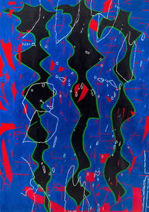 Cameron Platter (South African, born 1978) Gate, 2014 (framed): Cameron Platter (South African, born 1978) Gate, 2014 colour pen and pencil on paper 178.5 x 125cm (70 1/4 x 49 3/16in). (framed) Footnotes: Provenance Acquired from Galerie Huss
