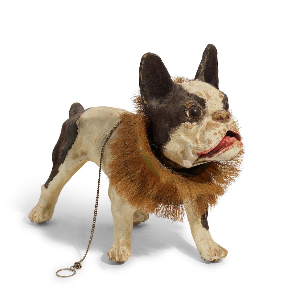 A FRENCH PAPIER-MÂCHÉ GROWLER BULLDOG PULL-TOY Late 19th century (1 of 1)
