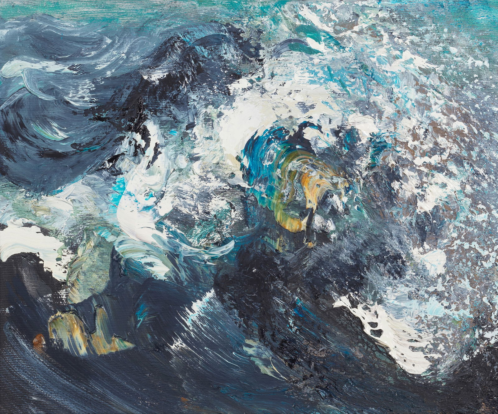 Maggi Hambling (British, born 1945) High Sea June: Maggi Hambling (British, born 1945) High Sea June signed 'HAMBLING/06' (on canvas verso), titled 'HIGH SEA JUNE' (to stretcher bar) oil on canvas 24 x 29cm (9 7/16 x 11 7/16in). Footnotes: <