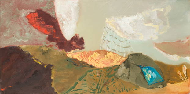 Maurice Cockrill R.A. (British, 1936-2013) Precipitation (unframed): Maurice Cockrill R.A. (British, 1936-2013) Precipitation signed, titled and dated 'Maurice Cockrill 1989/Title: Precipitation.' (on canvas verso) oil on canvas 50 x 100cm (19 11/16 x 39 3/8in). (unfra