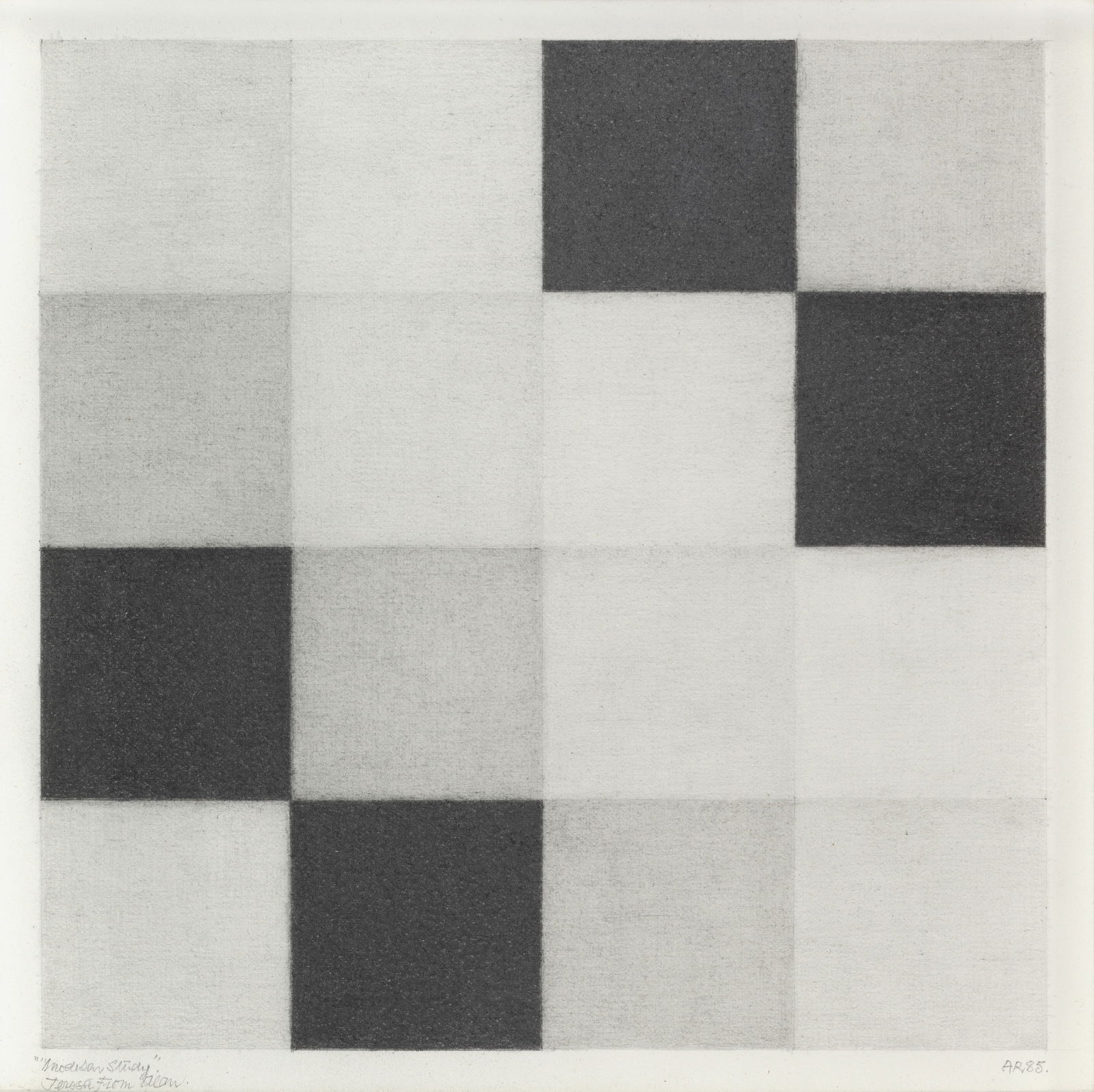 Alan Reynolds (British, 1926-2014) Modular Study: Alan Reynolds (British, 1926-2014) Modular Study signed with initials and dated 'AR 85.' (lower right), titled and dedicated 'Modular Study./Teresa from Alan.' (lower left) pencil on paper 27.5 x 27.5
