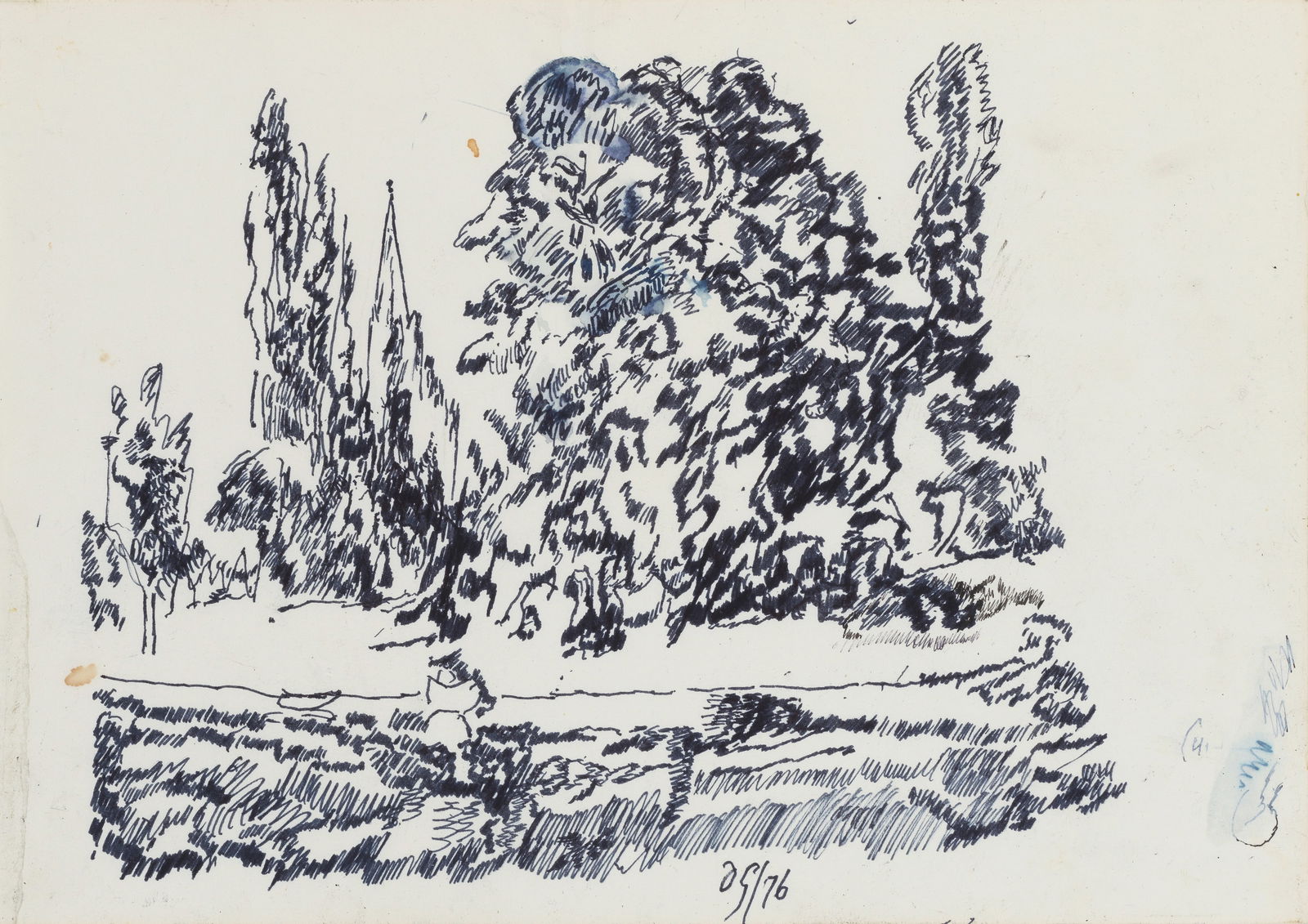 Duncan Grant (British, 1885-1978) Preparatory Study for a Work in Homage to John Constable: Duncan Grant (British, 1885-1978) Preparatory Study for a Work in Homage to John Constable signed with initials and dated 'DG/76' (lower centre) pen and ink on paper 21 x 29.5cm (8 1/4 x 11 5/8in).