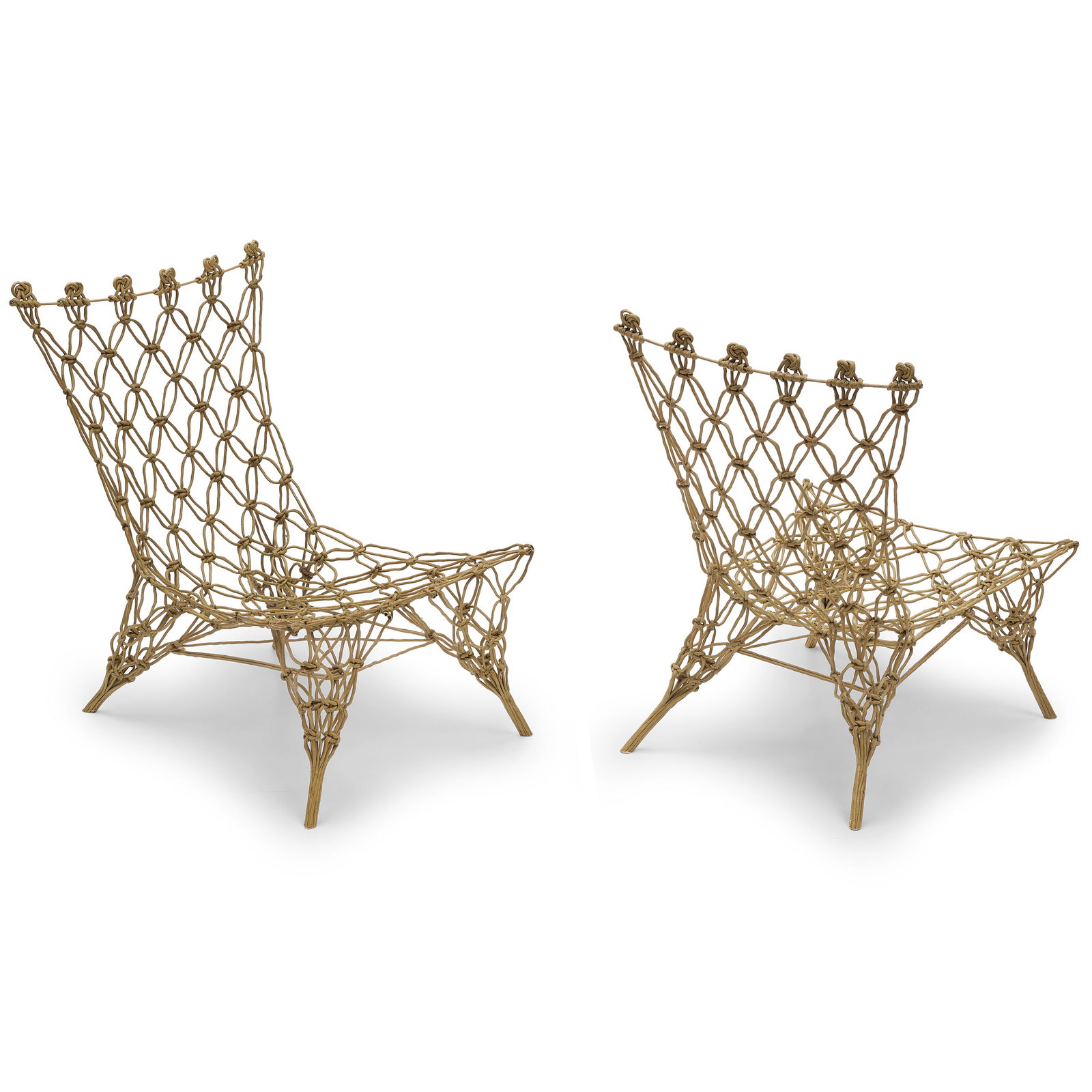 MARCEL WANDERS (BORN 1963) Pair of Knotted Chairscirca 1996for Cappellini, carbon and aramid fib...: MARCEL WANDERS (BORN 1963) Pair of Knotted Chairs circa 1996 for Cappellini, carbon and aramid fibers, epoxy resin height of each 28 3/4in (73cm); width 20 3/4in (52.7cm); depth 23 3/4in (60.3cm) This