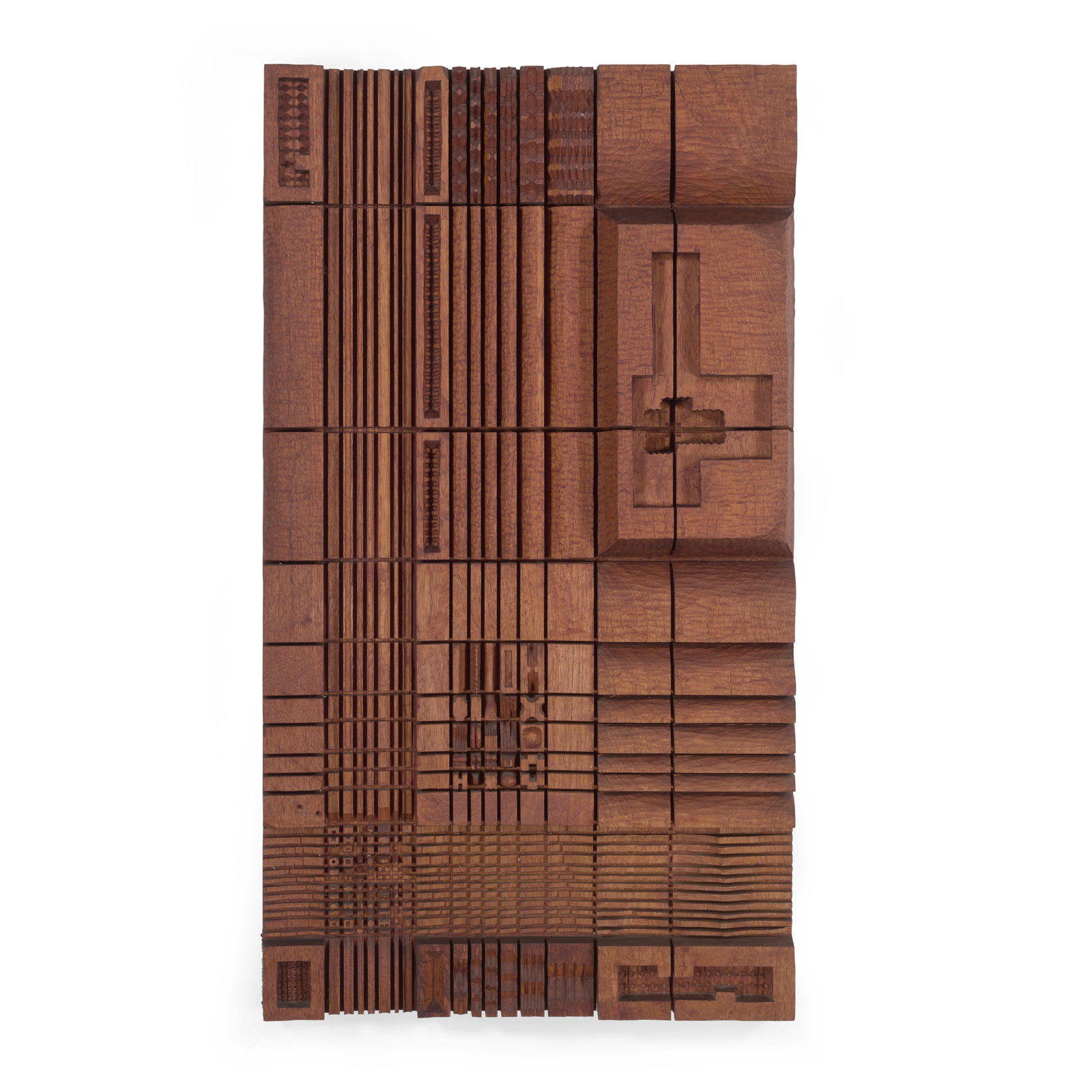 LEROY SETZIOL (1915-2005) Untitled Wall Reliefcirca 1967teak, carved initials 'LIS' on underside... (1 of 1)