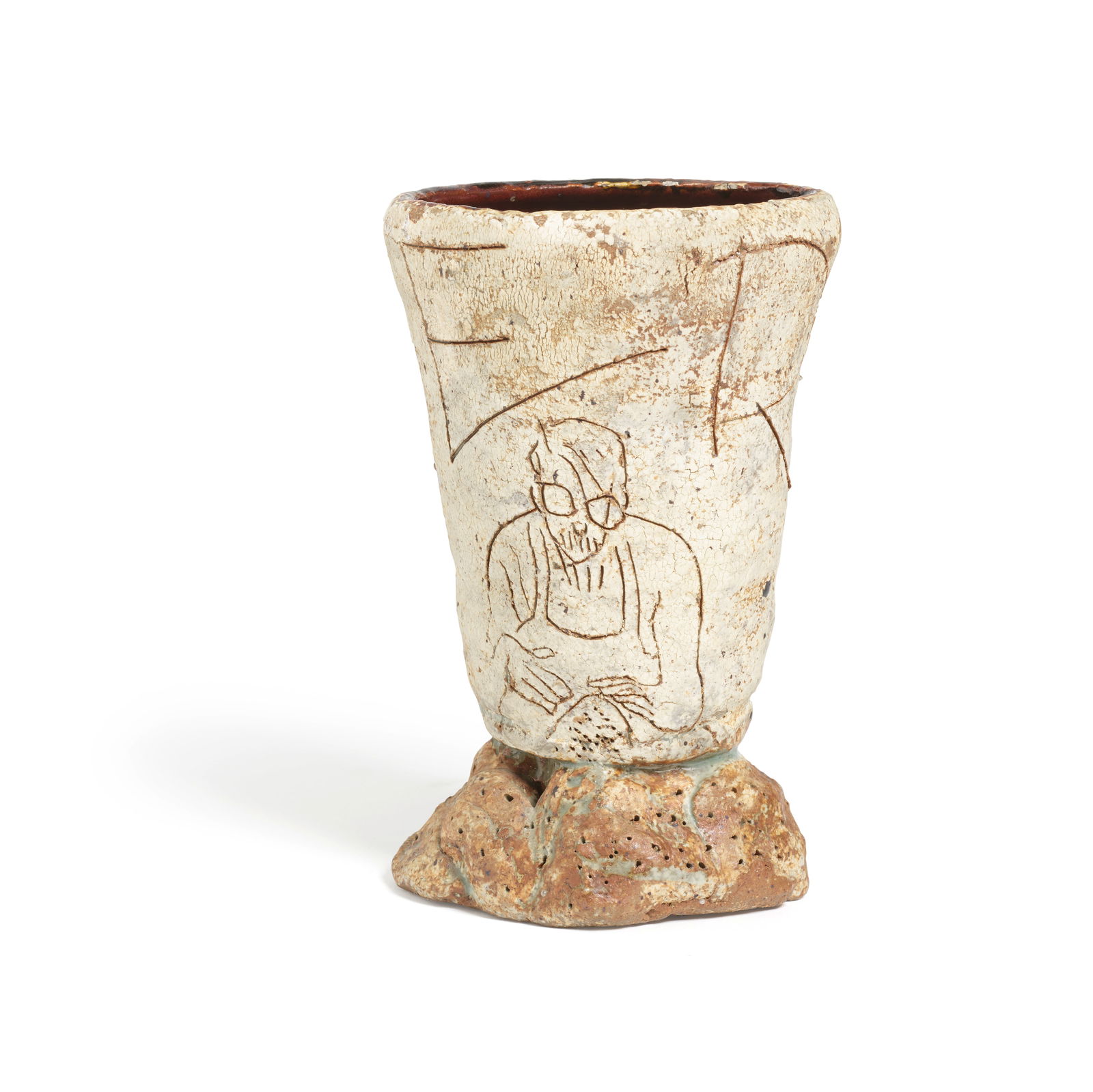 ROBERT ARNESON (1930-1992) Vern Vasecirca 1960glazed and incised stoneware; incised 'VERN'height...: ROBERT ARNESON (1930-1992) Vern Vase circa 1960 glazed and incised stoneware; incised 'VERN' height 7 5/8in (19.4cm); widest width 5in (12.7cm) Footnotes: Provenance Collection of Verne Funk T