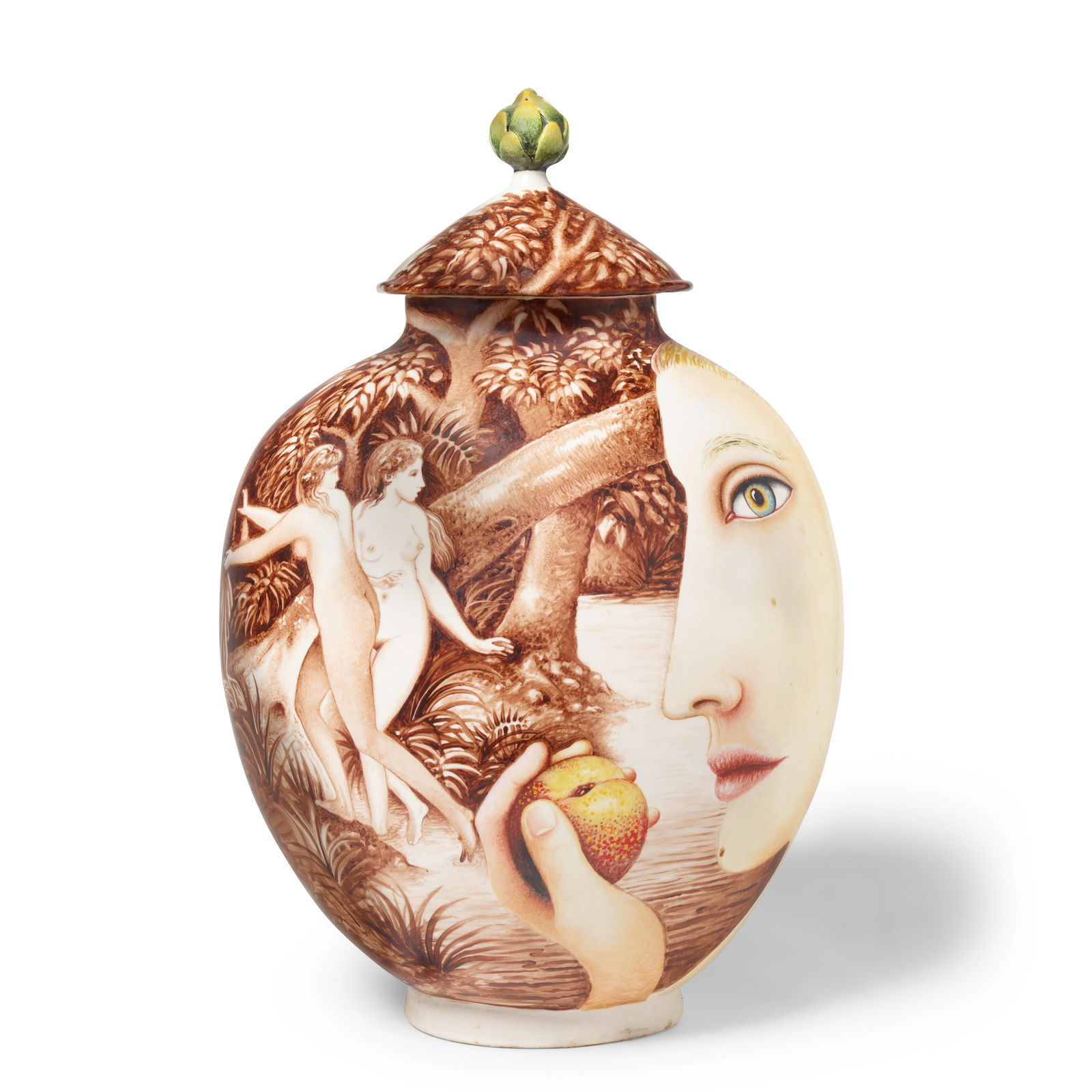 KURT WEISER (BORN 1950) Confidential1998cast porcelain with china paint, incised 'WEISER'height ...: KURT WEISER (BORN 1950) Confidential 1998 cast porcelain with china paint, incised 'WEISER' height 18in (45.7cm); width 12in (30.5cm); depth 8in (20cm) Footnotes: Provenance Frank Lloyd Gallery, Los A