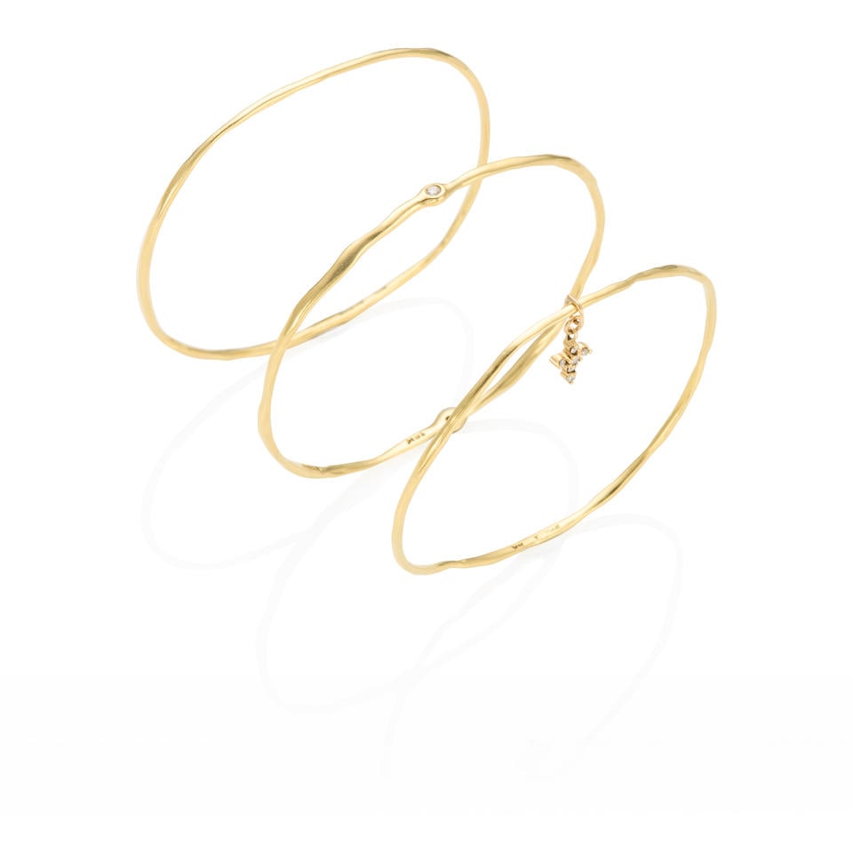 IPPOLITA: THREE 18K GOLD AND DIAMOND BANGLE BRACELETS (1 of 3)