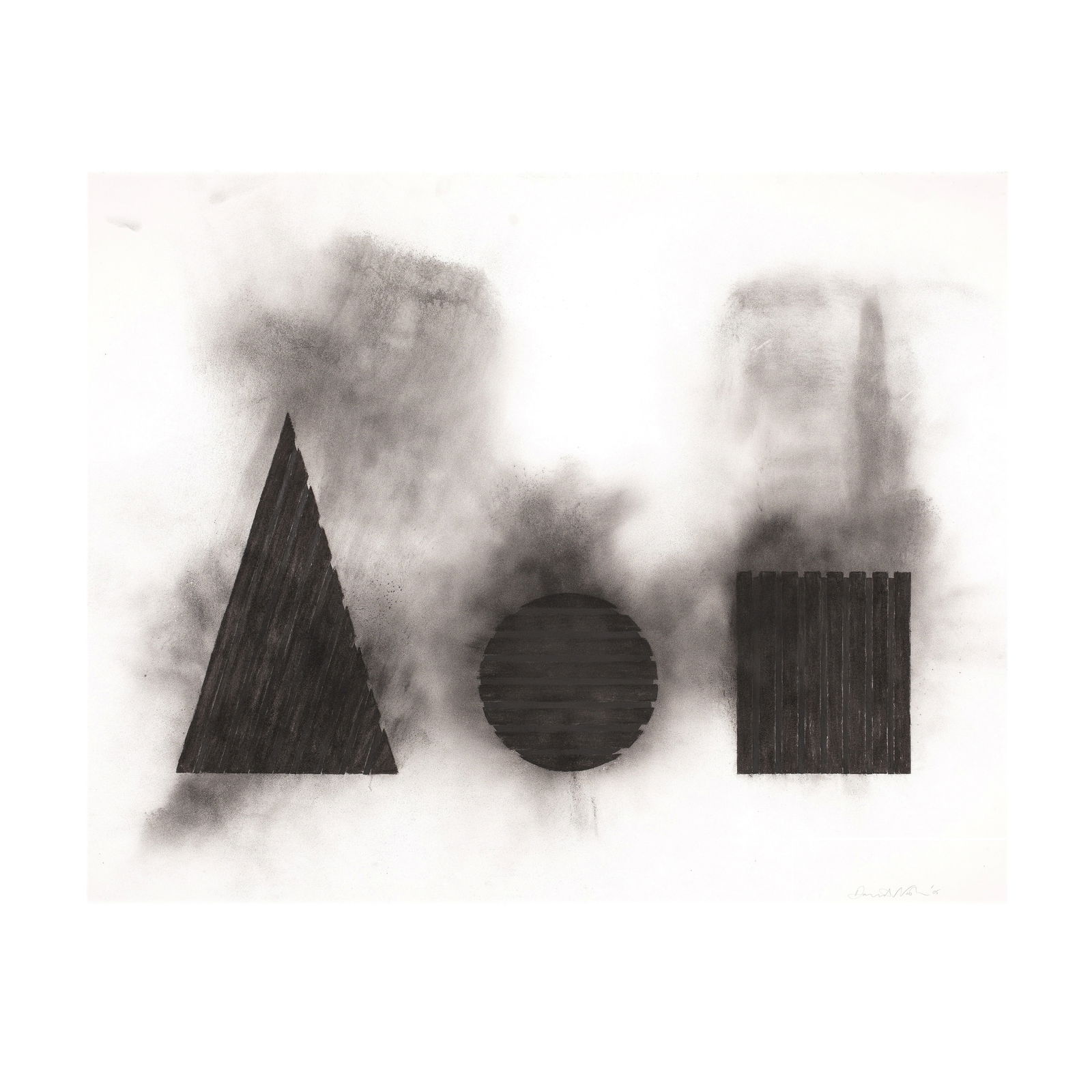 DAVID NASH (B. 1945) Sphere, Cube, Pyramid (Executed in 2005): DAVID NASH (B. 1945) Sphere, Cube, Pyramid signed and dated 'David Nash '05' (lower right) charcoal and pastel on paper 121.6 x 152.3cm (47 7/8 x 59 7/8in). Executed in 2005 Footnotes: