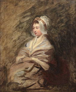 Circle of Johann Joseph Zoffany (Frankfurt-am-Main 1733-1810 Strand-on-the-Green) Portrait study...: Circle of Johann Joseph Zoffany (Frankfurt-am-Main 1733-1810 Strand-on-the-Green) Portrait study of a lady, said to be Lady Audley, in a white cap oil on canvas 53.6 x 43.3cm (21 1/8 x 17 1/16in). fra