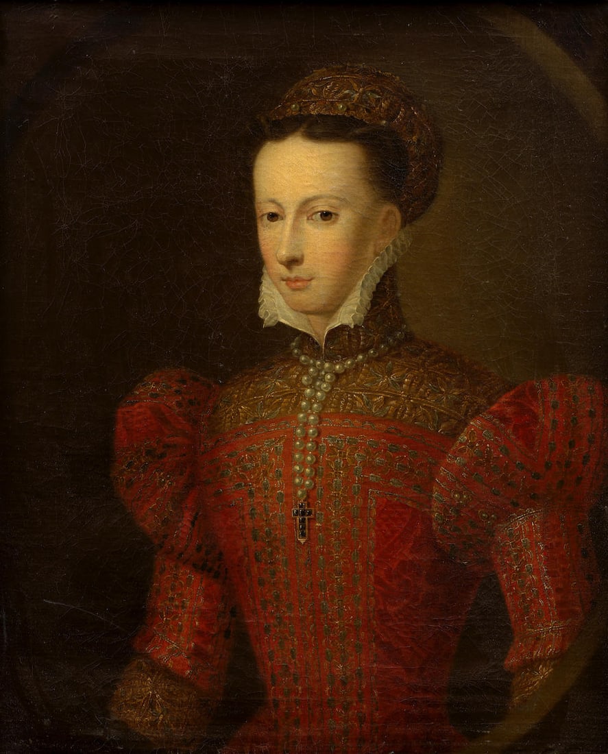 Manner of Federico Zuccaro, circa 1800 Portrait of a lady, formerly identified as Mary, Queen of...: Manner of Federico Zuccaro, circa 1800 Portrait of a lady, formerly identified as Mary, Queen of Scots, half-length, within a painted oval oil on canvas 76.2 x 63.4cm (30 x 24 15/16in). framed: 90 x 7