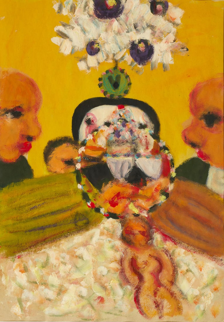 Konstantin Batynkov (Russian, born 1950) Cirque/ Circus, 1987, and Femme au fer à repasser/...: Konstantin Batynkov (Russian, born 1950) Cirque/ Circus, 1987, and Femme au fer à repasser/ Woman with Iron signé huile sur papier les deux chaque: 60 x40 cm (23 5/8 x 13 3/4 in). (2) on y j