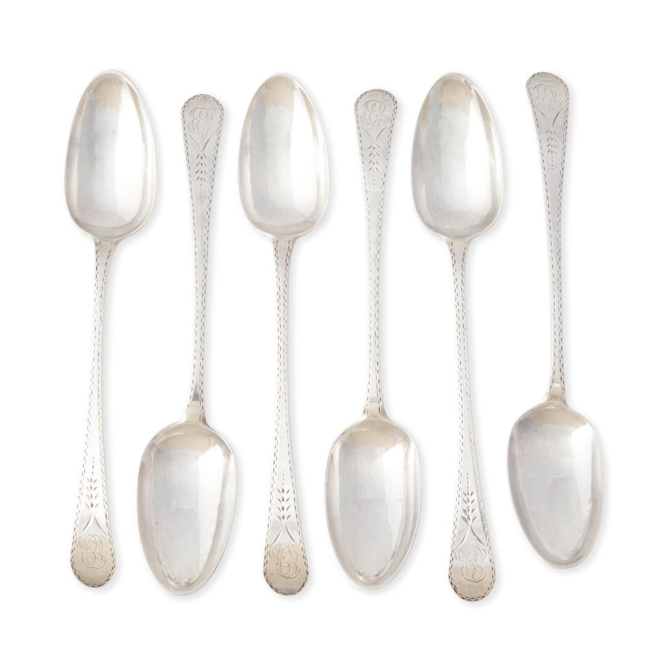 Set of Six Picture Back Silver Tablespoons   Joseph Loring (1743-1815), Boston, Massachusetts, d... (1 of 1)