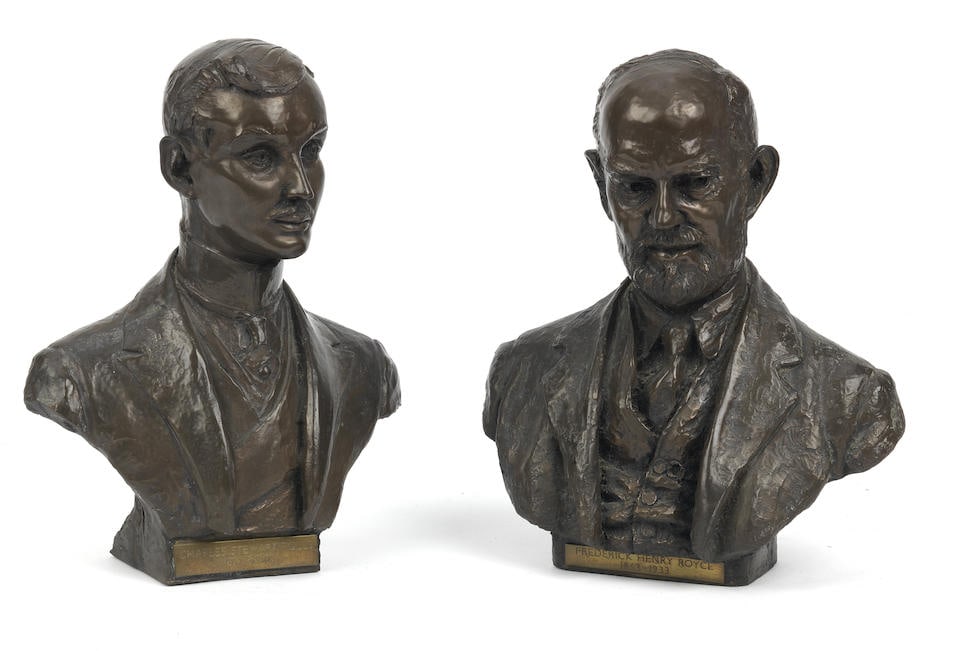 A pair of busts of Charles Stewart Rolls and Frederick Henry Royce, by Waterside Arts, 1979,  ((2)) (1 of 1)