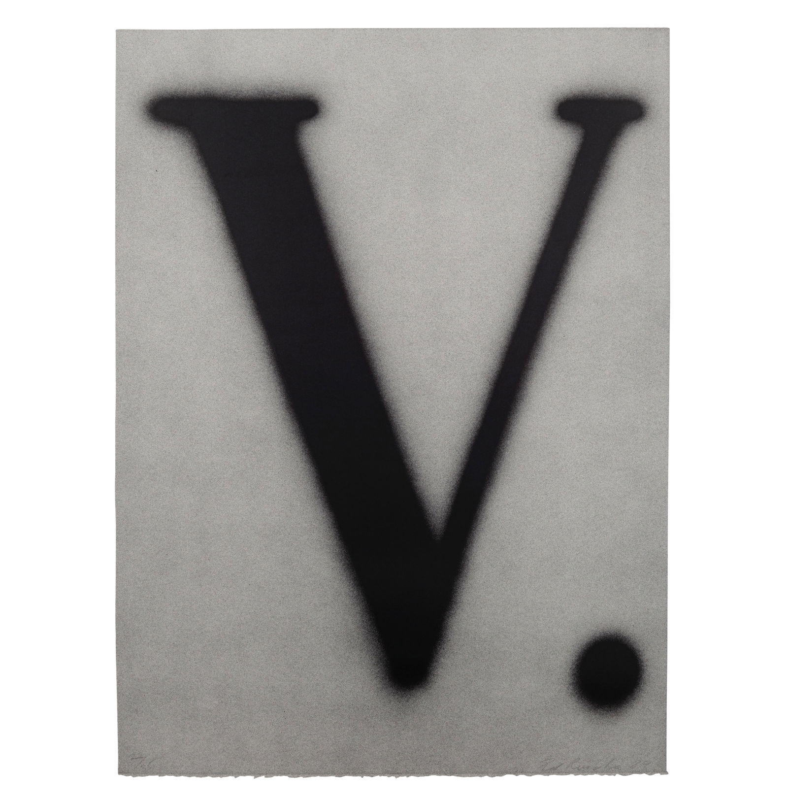 Ed Ruscha (born 1937); V;: Ed Ruscha (born 1937) V (Engberg 185), 1989 Lithograph on grey Rives BFK paper, signed in pencil, dated and numbered 22/35 (there were also 9 artist's proofs), published by the artist, with the blinds