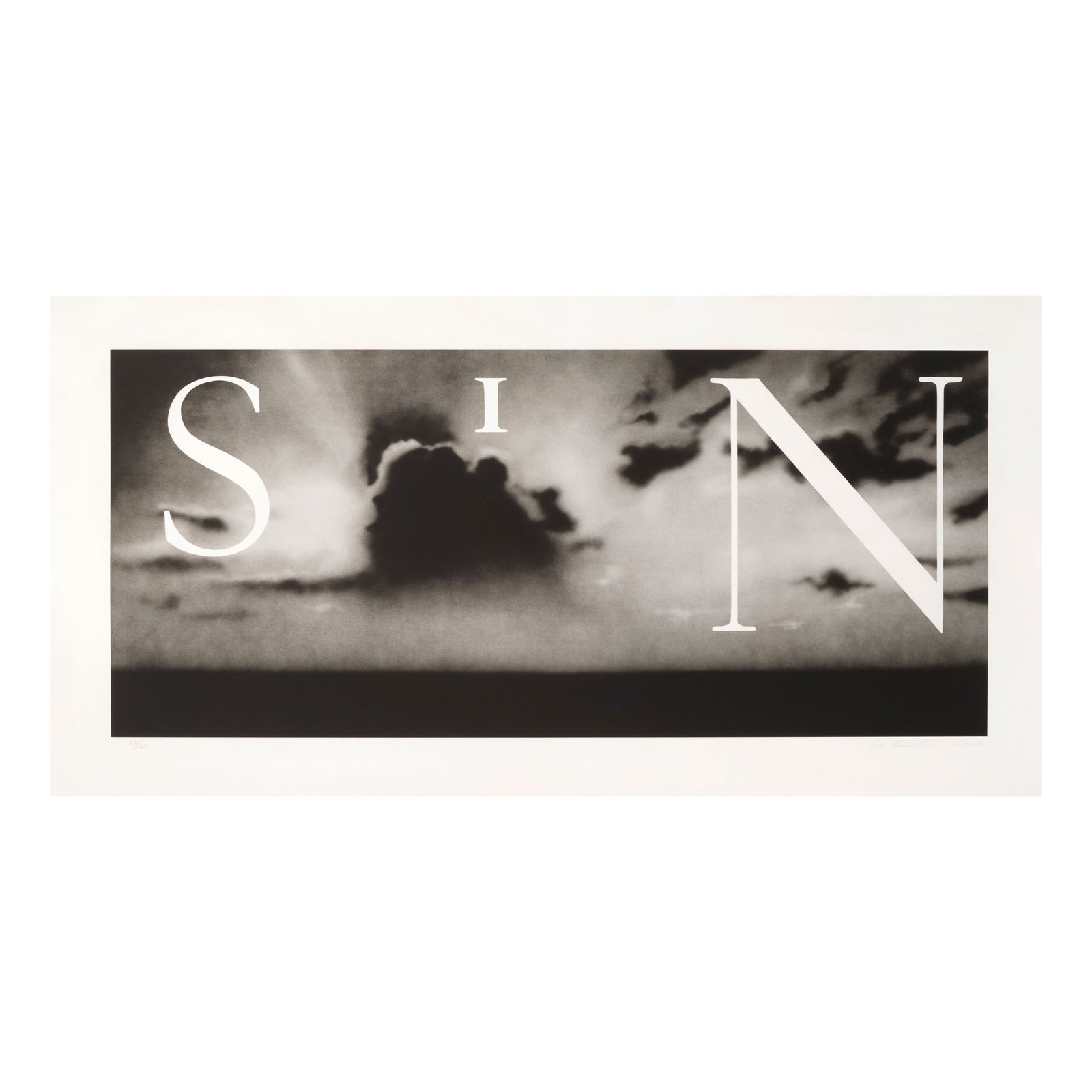 Ed Ruscha (born 1937); Sin - Without;: Ed Ruscha (born 1937) Sin - Without, 2002 Lithograph in colors on wove paper, signed in pencil, dated and numbered 22/60 (there were also 12 artist's proofs), with the blindstamp of the printer, Akash