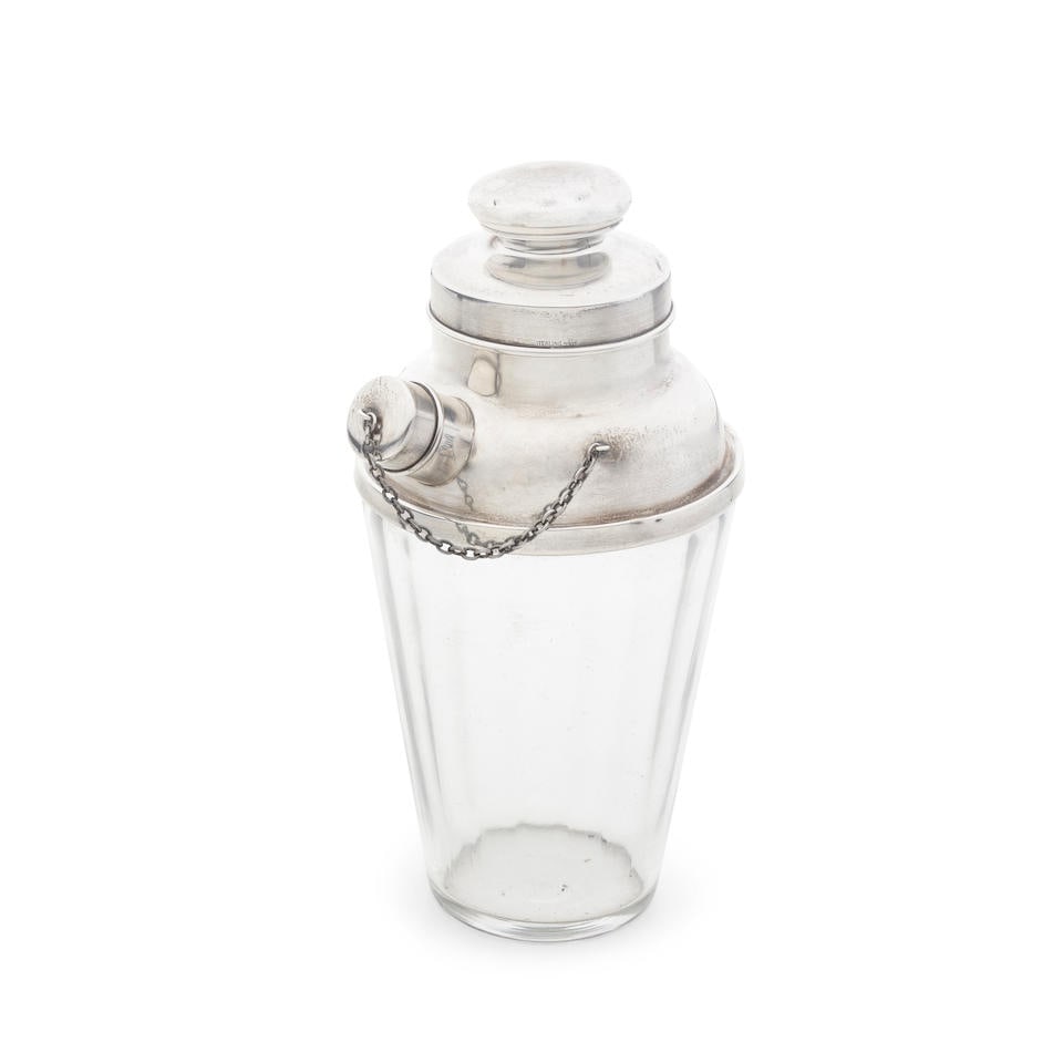 An American silver-mounted glass cocktail shaker George Webster, also stamped STERLING, circa 1930 (1 of 1)