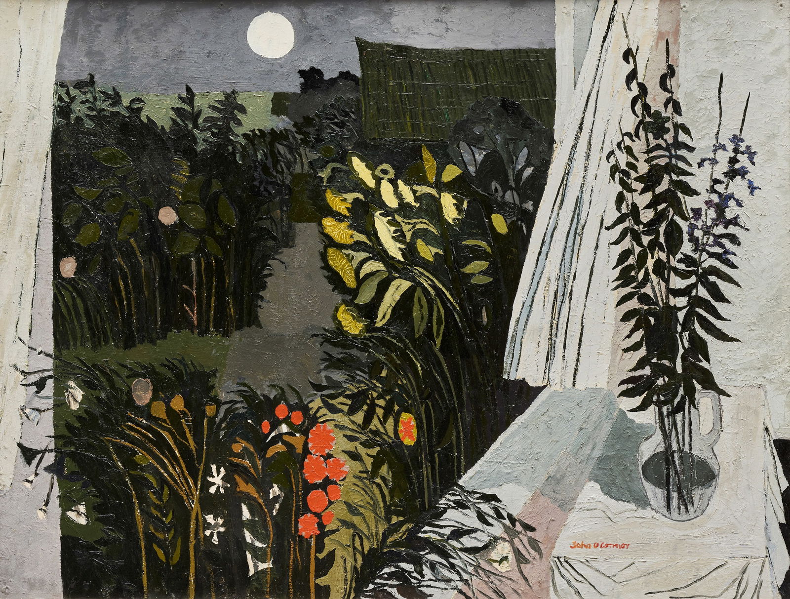 John O'Connor (British, 1913-2004) Garden at Night: John O'Connor (British, 1913-2004) Garden at Night signed 'John O'Connor' (lower right) oil on board 91 x 121cm (35 13/16 x 47 5/8in). Footnotes: Provenance With John & Irene Stoc