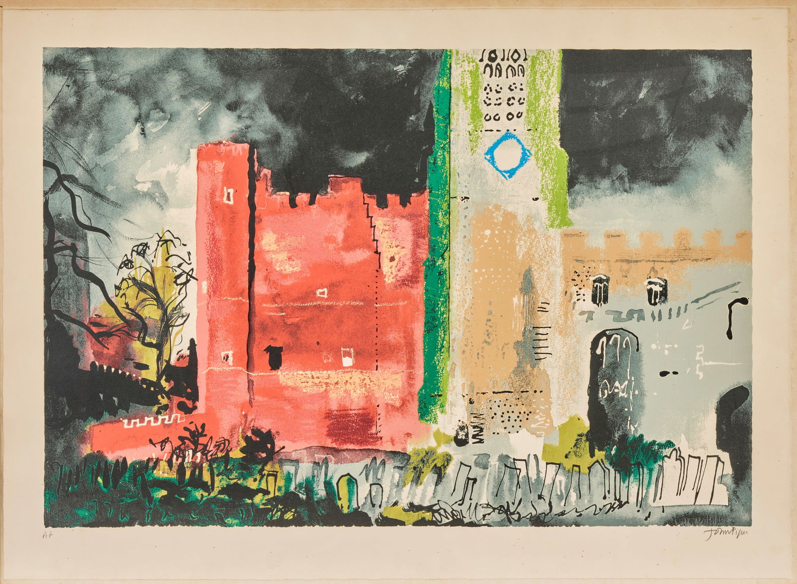 John Piper C.H. (British, 1903-1992) Buckden in a Storm Screenprint in colours, 1977, on wove pa...: John Piper C.H. (British, 1903-1992) Buckden in a Storm (Levinson 281) Screenprint in colours, 1977, on wove paper, signed and inscribed 'AP' in pencil, one of ten artist's proofs aside from the numbe