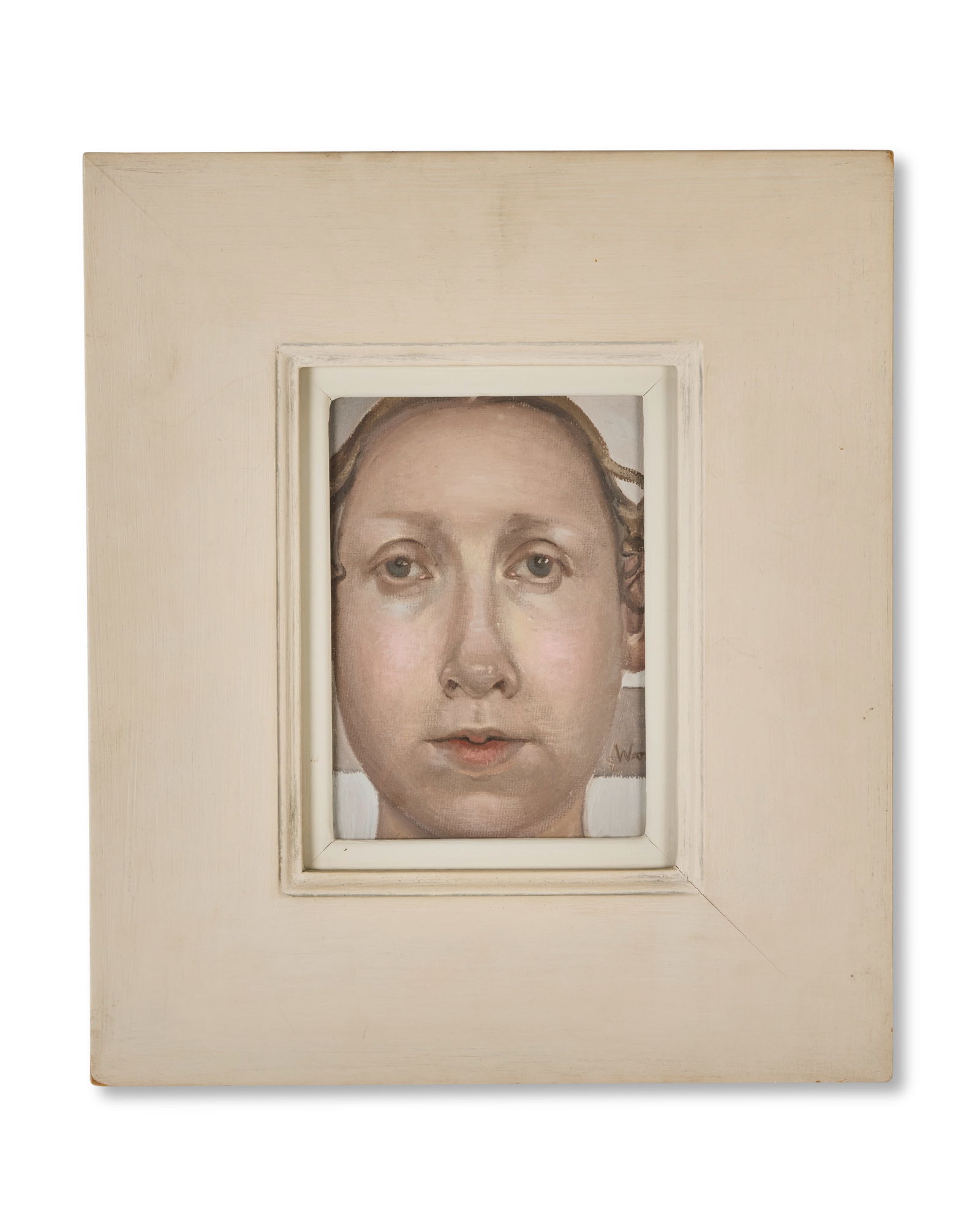 Alison Watt OBE FRSE RSA (British, born 1965) Winter Head Study (Painted in 1993): Alison Watt OBE FRSE RSA (British, born 1965) Winter Head Study signed 'Watt' (lower right) oil on board 18 x 13cm (7 1/16 x 5 1/16in). Painted in 1993 Footnotes: Provenance W