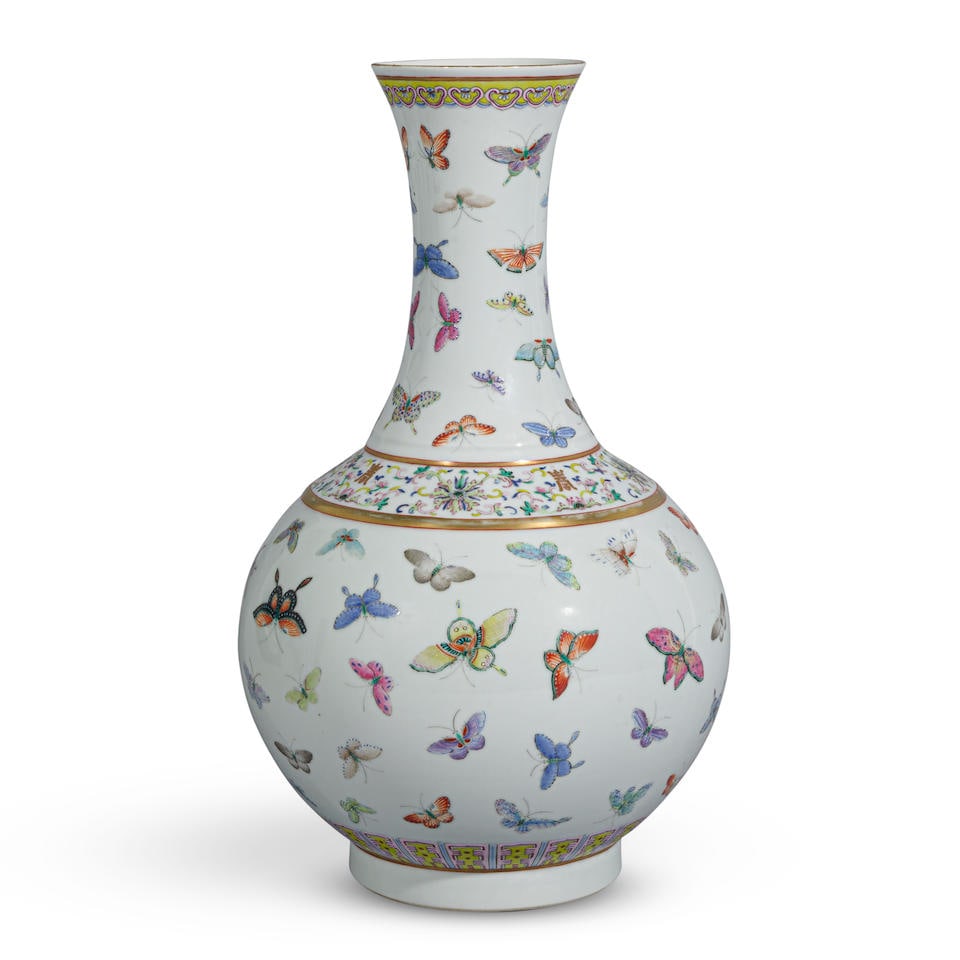 A FAMILLE-ROSE 'BUTTERFLY' BOTTLE VASE Guangxu mark and of the period