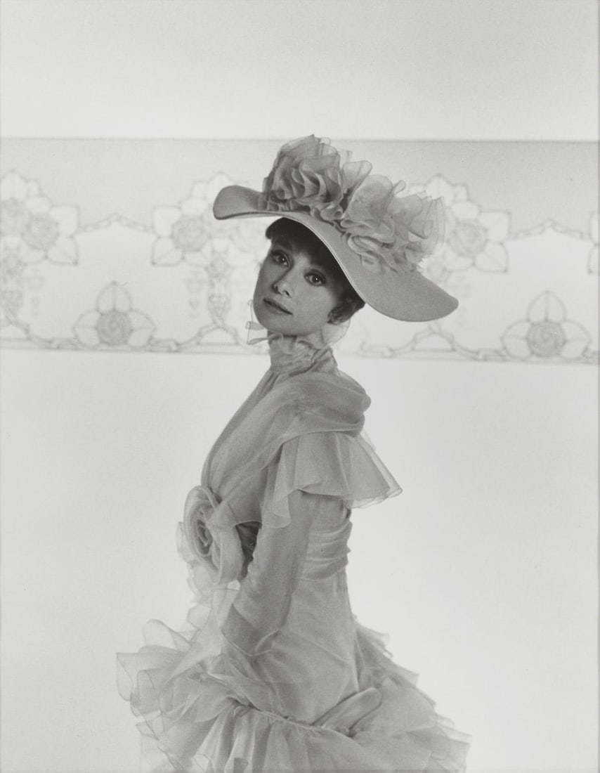 Cecil Beaton (British, 1904-1980): Audrey Hepburn in 'My Fair Lady', 1963,: Cecil Beaton (British, 1904-1980): Audrey Hepburn in 'My Fair Lady', 1963, original silver gelatin photograph, Perspex window to the reverse of the frame showing the photographer's stamp and Audrey He