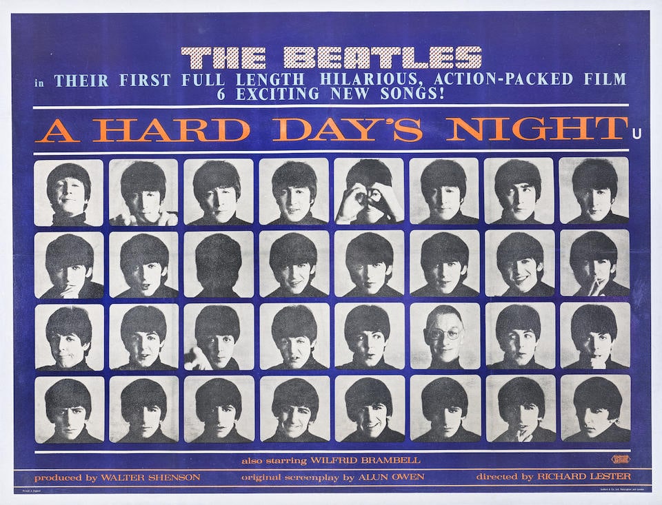 A Hard Day's Night, United Artists, 1964,: A Hard Day's Night, United Artists, 1964, British quad poster, linen-backed, design by Robert Freeman, 30in x 40in (76cm x 102cm) For further information on this lot please visit Bonhams.com For furth
