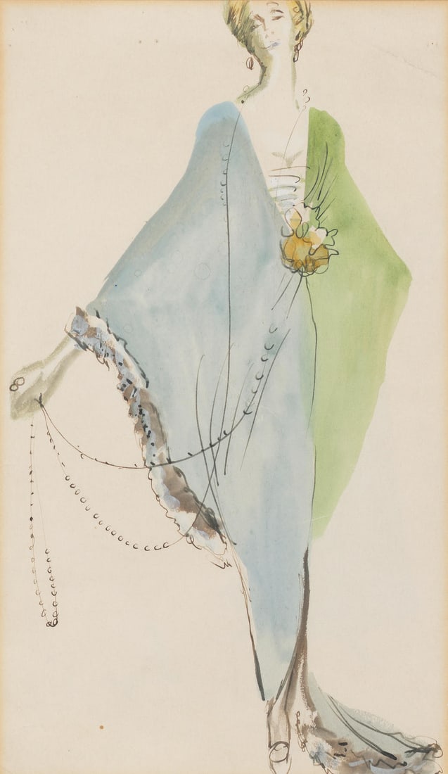 Cecil Beaton (British, 1904-1980) A costume design for Edith Evans as 'Hesione Hushaby' in Heart...: Cecil Beaton (British, 1904-1980) A costume design for Edith Evans as 'Hesione Hushaby' in Heartbreak House, 1943 watercolour and pen and ink 34.5 x 20cm (13 9/16 x 7 7/8in). Footnotes: Beaton was bro