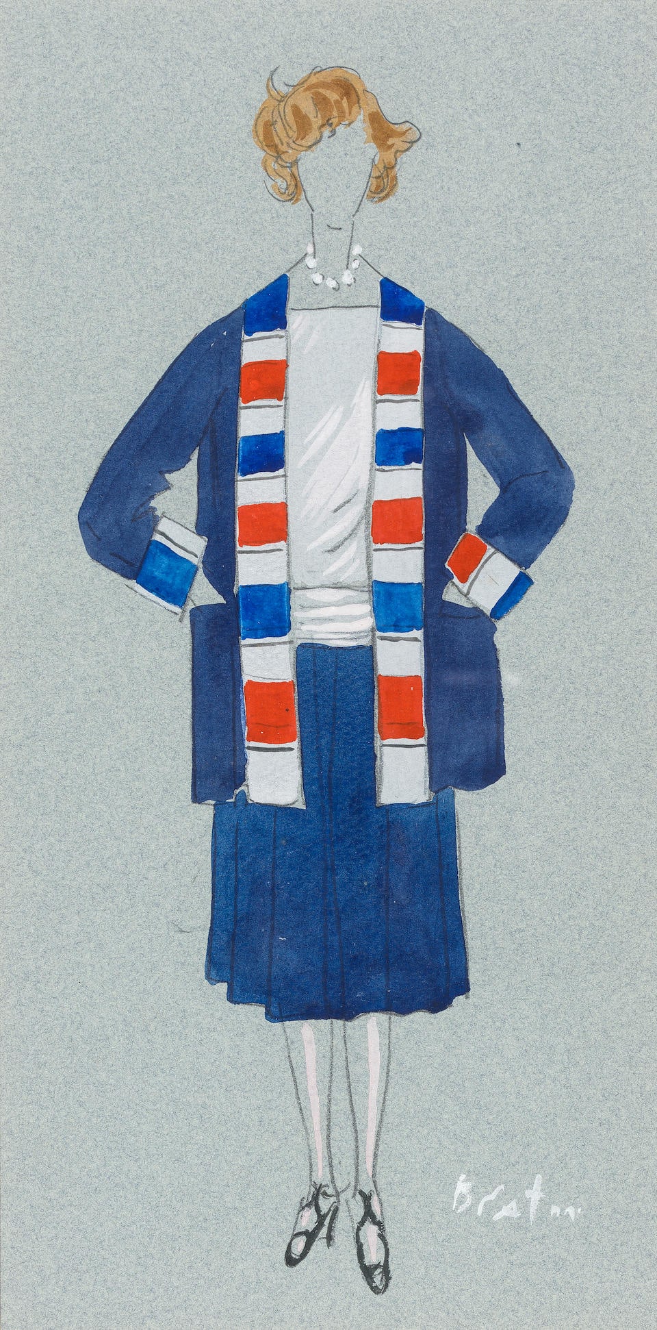 Cecil Beaton (British, 1904-1980) Costume design for Coco, Mark Hellinger Theatre, New York, 1969: Cecil Beaton (British, 1904-1980) Costume design for Coco, Mark Hellinger Theatre, New York, 1969 signed 'BEATON' (lower right) gouache, watercolour and pencil 29.75 x 14.5cm (11 11/16 x 5 11/16in). F