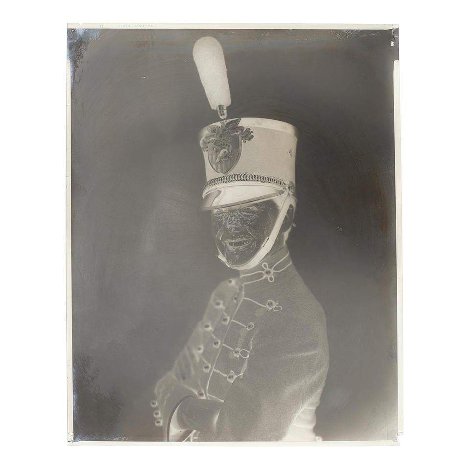 George Hurrell (1904-1992): Edited negative of Norma Shearer at a Party, circa 1929,: George Hurrell (1904-1992): Edited negative of Norma Shearer at a Party, circa 1929, typical negative, depicting Shearer dressed up in military costume at the Beverly Hills Hotel party, with visible a