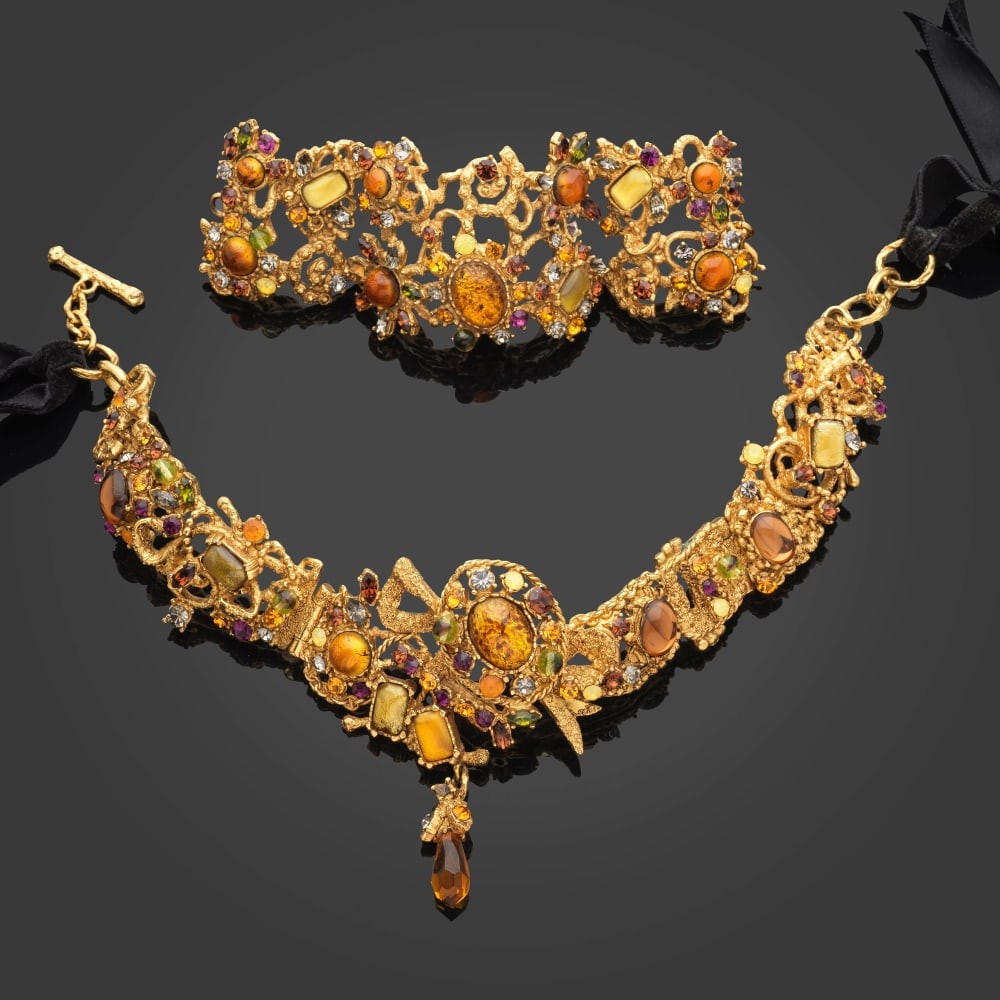 Chistian Lacroix, collection Prêt-à-Porter, circa 1990. Demi-parure en métal dor&... (1 of 1)