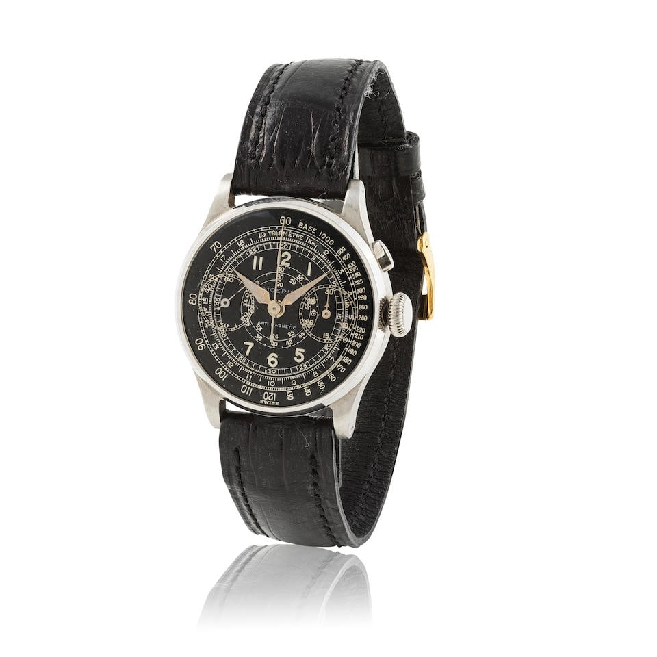 Moeris. Small manual wind stainless steel single button chronograph wristwatch Moeris. Petit chr... (1 of 1)