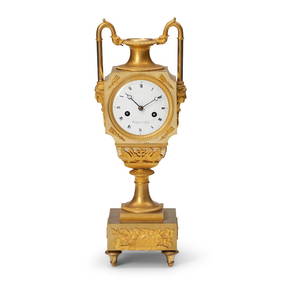 French Empire Gilt-bronze Urn-form Clock, 19th century, (1 of 2)