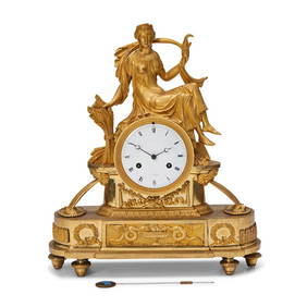 French Empire Gilt-bronze Mantel Clock, (1 of 2)