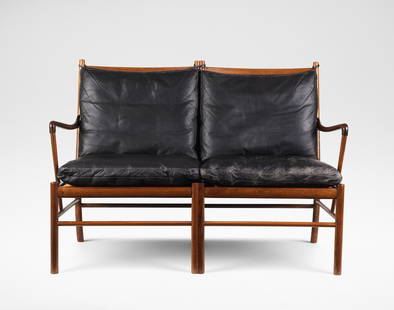 Ole Wanscher 'Colonial sofa', designed 1949: Ole Wanscher 'Colonial sofa', designed 1949 Brazilian rosewood, cane, leather. 84 cm high, 123.5 cm wide, 70 cm deep Produced by P. Jeppesen Mobelfabrik, Denmark. Underside with cabinetmaker's metal l