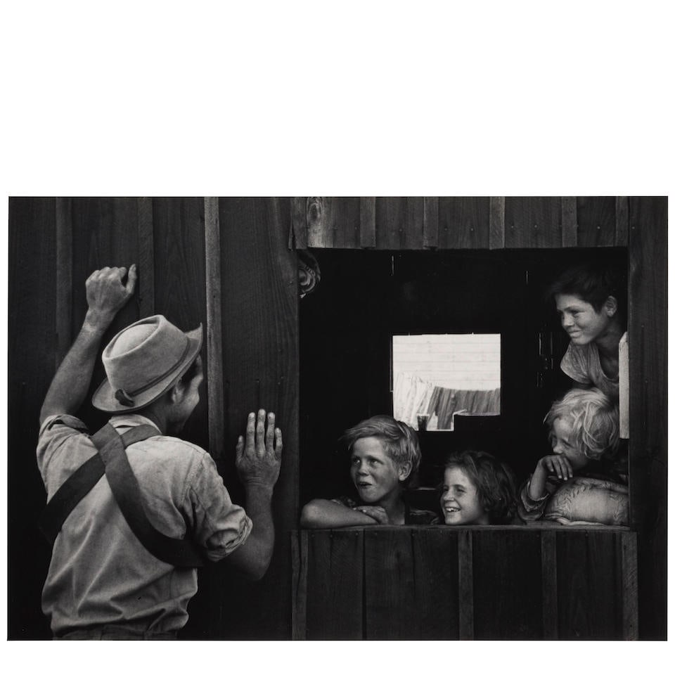 W. Eugene Smith (1918-1978); Untitled (from 'Migrant Worker');: W. Eugene Smith (1918-1978) Untitled (from 'Migrant Worker'), 1953 Gelatin silver print, printed before 1958; the photographer's '134 Old Post Road North / Croton on Hudson' credit stamp and the circu