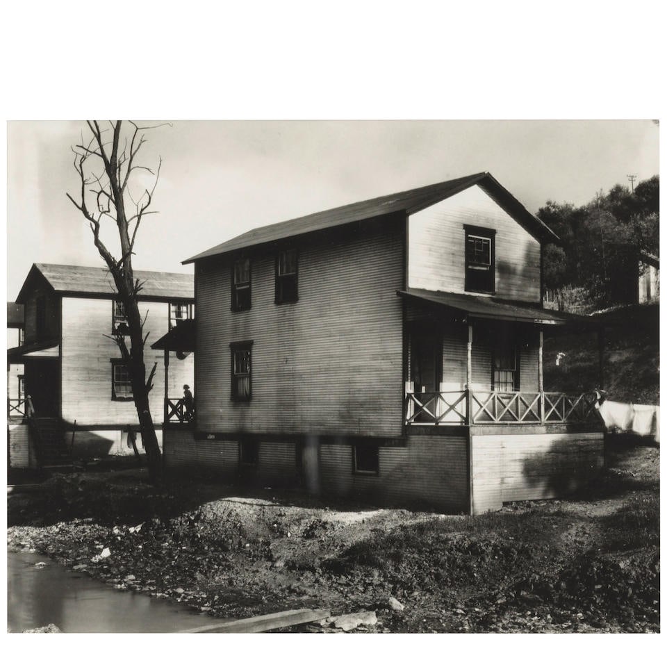 Walker Evans (1903-1975); Company Houses, Scott's Run, Osage, West Virginia;: Walker Evans (1903-1975) Company Houses, Scott's Run, Osage, West Virginia, 1935 Gelatin silver print, printed later; the Lunn Gallery stamp, with 'III' and '4' in pencil, on the reverse, framed. 8 x