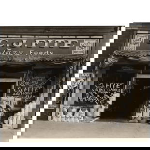 Walker Evans (1903-1975); Storefront Façade of C.J. Fite Jazz Feeds, Jackson, Mississippi;: Walker Evans (1903-1975) Storefront Fa&#231;ade of C.J. Fite Jazz Feeds, Jackson, Mississippi, 1936 Gelatin silver print, printed later; framed. 7 5/8 x 9 5/8 in. (19.4 x 24.4 cm.) sheet 8 x 10 in. (2