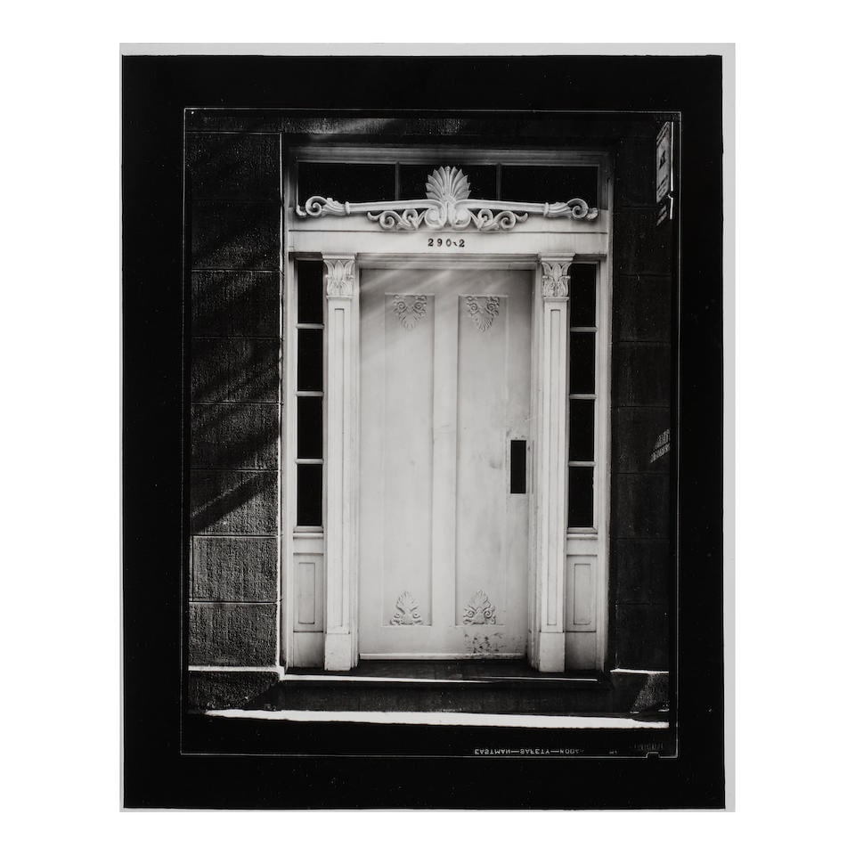 Walker Evans (1903-1975); Greek Revival Doorway, New York City;: Walker Evans (1903-1975) Greek Revival Doorway, New York City, 1934 Gelatin silver print, printed later; the Lunn Gallery stamp, with numbers 'I' and '160' in pencil, on the reverse. 8 3/8 x 6 1/2 in.