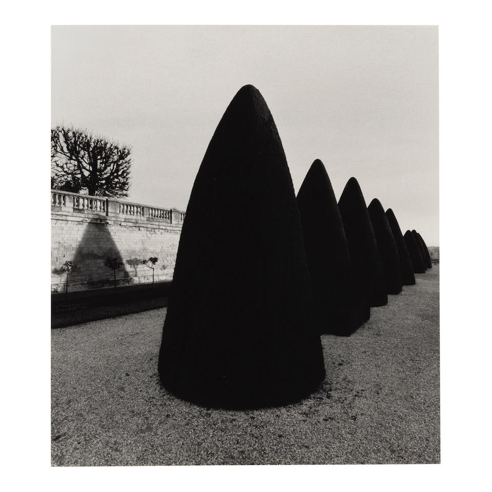 Michael Kenna (born 1953); 'Atget's Trees, Parc St Cloud, Paris, France';: Michael Kenna (born 1953) 'Atget's Trees, Parc St Cloud, Paris, France', 1987 Oversized gelatin silver print; mounted, signed, dated, and editioned '3/25' in pencil on the mount, the photographer's cr