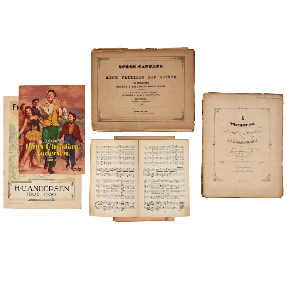 MUSICAL SCORES INSPIRED BY ANDERSEN'S STORIES. A group of publications of sheet music based upon...: MUSICAL SCORES INSPIRED BY ANDERSEN'S STORIES. A group of publications of sheet music based upon stories by Hans Christian Andersen. Including: WEYSE, C.E.F. Festen paa Kenilworth. Copenhagen: Society