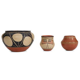 Three Pueblo pottery jars (1 of 2)