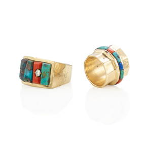 Two gold and multi-stone rings (1 of 4)