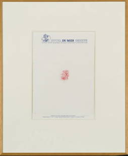 WIM DELVOYE (born 1965) Hotel du midi (de la série Anal Kiss): WIM DELVOYE (born 1965) Hotel du midi (de la série Anal Kiss) 1999 Signé et daté en bas à droite Rouge aux lèvres sur papier à lettre d'hôtel Getekend en gedateerd r