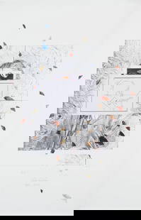 GIULIO PAOLINI (born 1940) Sans titre: GIULIO PAOLINI (born 1940) Sans titre 1990-2007 Signé et daté en bas au centre Crayon et collage sur impression lithographique Signed and dated lower centre Pencil and collage on lithographi